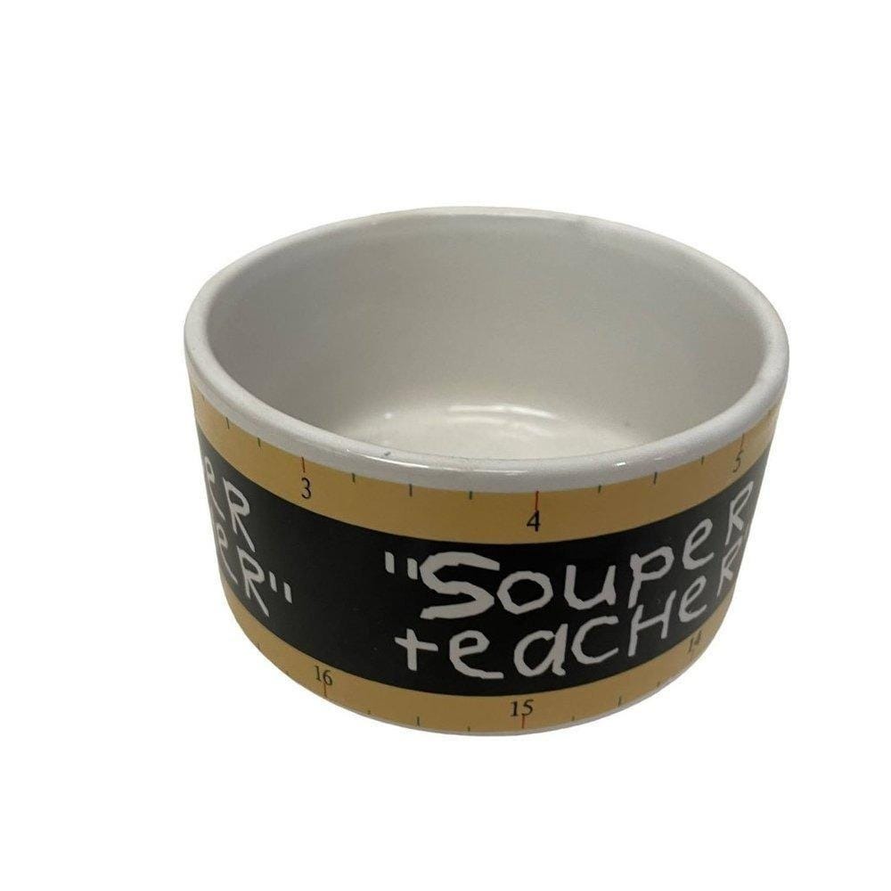 Souper Teacher Soup Mug OS Black Yellow Chalkboard Ruler Apple 114oz